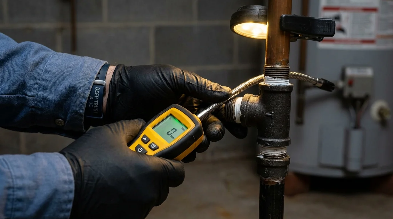 Gas leak detection with electronic sniffer by Johns Plumbing LLC in Belfast