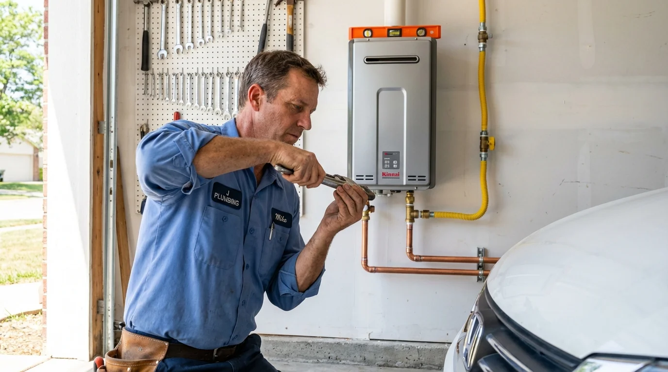 Tankless water heater installation by a Johns Plumbing LLC plumber in Belfast